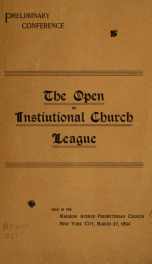 Preliminary conference held in the Madison Avenue Presbyterian Church, New York City, March 27, 1894_cover