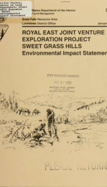 Draft environmental impact statement : Royal East joint venture exploration project, Sweet Grass Hills, Liberty County, Montana 1992_cover