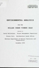 Environmental analysis for the Miller Creek timber sale 2002_cover