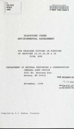 Gladstone Creek environmental assessment for proposed actions in portions of sections 14, 23, 26, 28 & 34 T15N, R5W 1998_cover