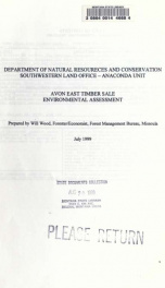 Avon east timber sale : environmental assessment 1999_cover