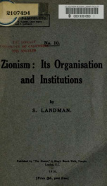 Zionism: its organisation and institution_cover