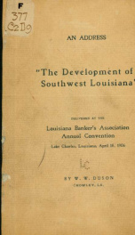 An address "The development of southwest Louisiana"_cover