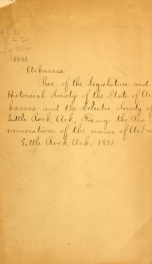 Proceedings of the legislature and of the Historical society of the state of Arkansas, and the Eclectic society, of Little Rock, Ark._cover