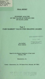 Economic analysis of the values of surface uses of state lands, task 3 : fair market value for grazing leases 1993_cover