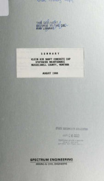 Klein air shaft concrete cap, statewide maintenance, Musselshell County, Montana : summary 1988_cover