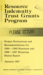 Resource indemnity trust grants program 1987_cover