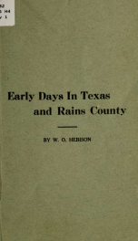 Early days in Texas and Rains County_cover