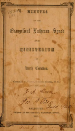 Minutes of the Evangelical Lutheran Synod and Ministerium of North Carolina : convened at Newton, Catawba County, N.C., April 29th, 1853_cover