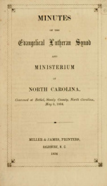 Minutes of the Evangelical Lutheran Synod and Ministerium of North Carolina : convened at Bethel, Stanly County, North Carolina, May 5, 1854_cover