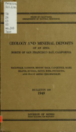 Geology and mineral deposits of an area north of San Francisco Bay, California: Vacaville, Antioch, Mount Vaca, Carquinez, Marie Island, Sonoma, Santa Rosa, Petaluma, and Point Reyes quadrangles no.149 Text_cover