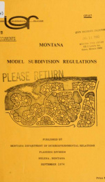 Montana model subdivision regulations 1974 SEP_cover