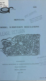 Montana model subdivision regulations 1974 MAY_cover