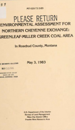 Environmental assessment for Northern Cheyenne exchange : Greenleaf-Miller Creek coal area in Rosebud County, Montana 1983_cover