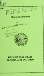 Montana directory of licensed real estate brokers and salesmen as of .. 1981_cover