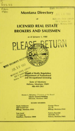 Montana directory of licensed real estate brokers and salesmen as of .. 1980_cover