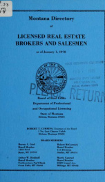 Montana directory of licensed real estate brokers and salesmen as of .. 1978_cover