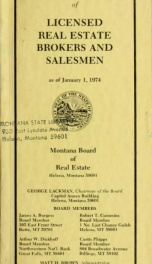 Montana directory of licensed real estate brokers and salesmen as of .. 1974_cover