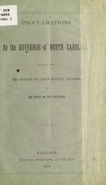 Proclamations by the Governor of North Carolina : together with the opinion of Chief-Justice Pearson. And the reply of the governor_cover