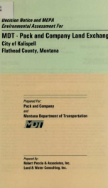Decision notice and MEPA environmental assessment for MDT - Pack and Company land exchange, City of Kalispell, Flathead County, Montana 2000_cover