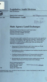 State agency land exchanges 2001_cover