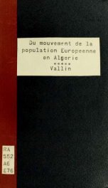 Du mouvement de la population Européene en Algérie_cover