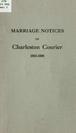 Marragie notices in Charleston courier, 1803-1808_cover