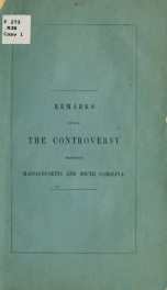 Remarks upon the controversy between the commonwealth of Massachusetts and the state of South Carolina_cover