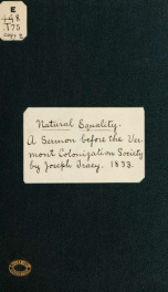 Natural equality. A sermon before the Vermont Colonization Society, at Montpelier, October 17, 1833 1_cover