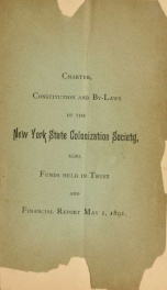 Charter, constitution and by-laws of the New York state colonization society_cover