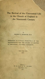 The revival of the conventual life in the Church of England in the nineteenth century_cover