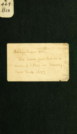 The issue, presented in a series of letters on slavery_cover