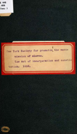 The act of incorporation and constitution of the New-York society_cover