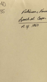 Speech of Hon. Daniel S. Dickinson, of New York : delivered at the Cooper Institute, New York, July 18, 1860_cover