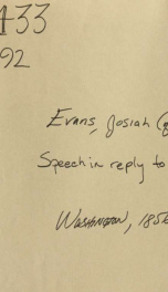 South Carolina and Massachusetts. Speech of Hon. J.J. Evans, of South Carolina, in reply to Mr. Sumner of Massachusetts. Delivered in the Senate of the United States, June 23, 1856_cover