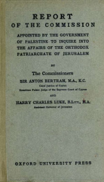 Report of the Commission appointed by the Government of Palestine to inquire into the affairs of the Orthodox Patriarchate of Jerusalem_cover