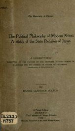 The political philosophy of modern Shinto, a study of the state religion of Japan .._cover