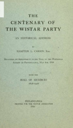 The centenary of the Wistar party:_cover