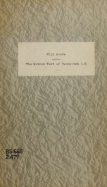 The Hebrew text of Zechariah, 1-8 compared with the different ancient versions .._cover