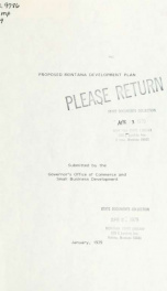 Proposed Montana development plan 1979_cover