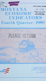 Montana economic indicators 1980 4TH QTR_cover