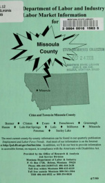 Labor market information for Missoula County 1999_cover