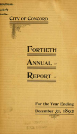 Annual report of the receipts and expenditures of the city of Concord 1892_cover