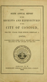 Annual report of the receipts and expenditures of the city of Concord 1859_cover