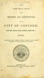 Annual report of the receipts and expenditures of the city of Concord 1858_cover