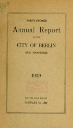 Annual city report, Berlin, New Hampshire 1939_cover