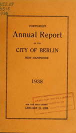 Annual city report, Berlin, New Hampshire 1938_cover