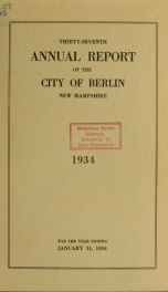 Annual city report, Berlin, New Hampshire 1934_cover