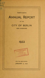 Annual city report, Berlin, New Hampshire 1933_cover