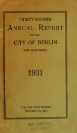 Annual city report, Berlin, New Hampshire 1931_cover